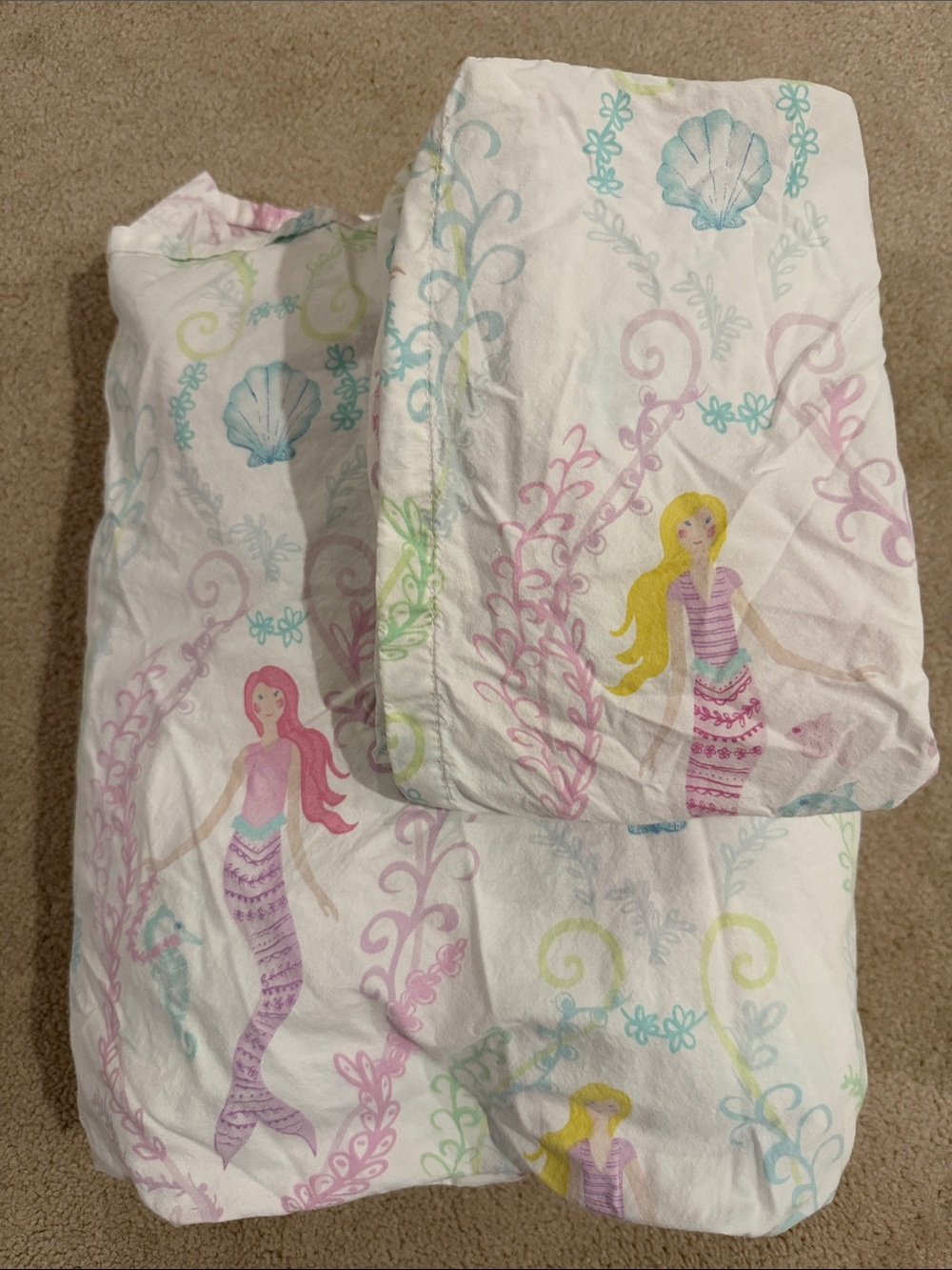 Pottery Barn Kids Bailey Mermaid Organic Cotton Twin Sheet Set